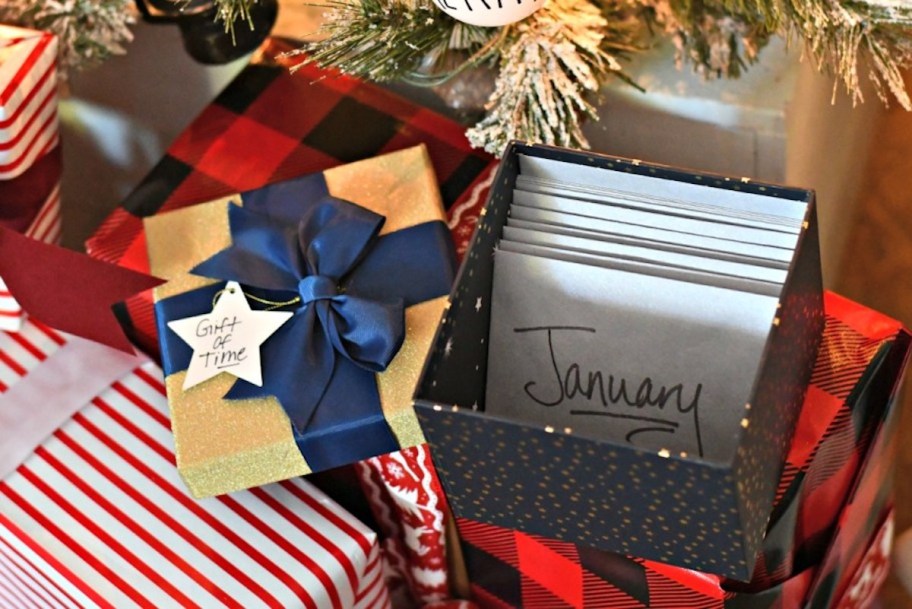 gift of time box under tree