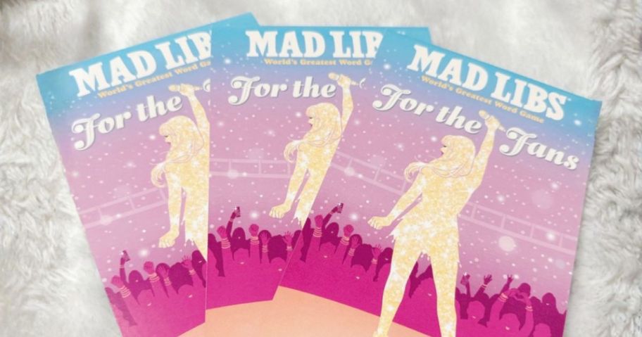 three Mad Libs: Taylor Swift Edition&nbsp;books on blanket