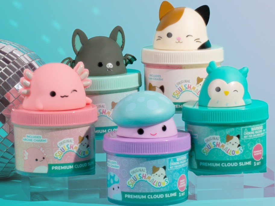 Five Squishmallow slim containers.
