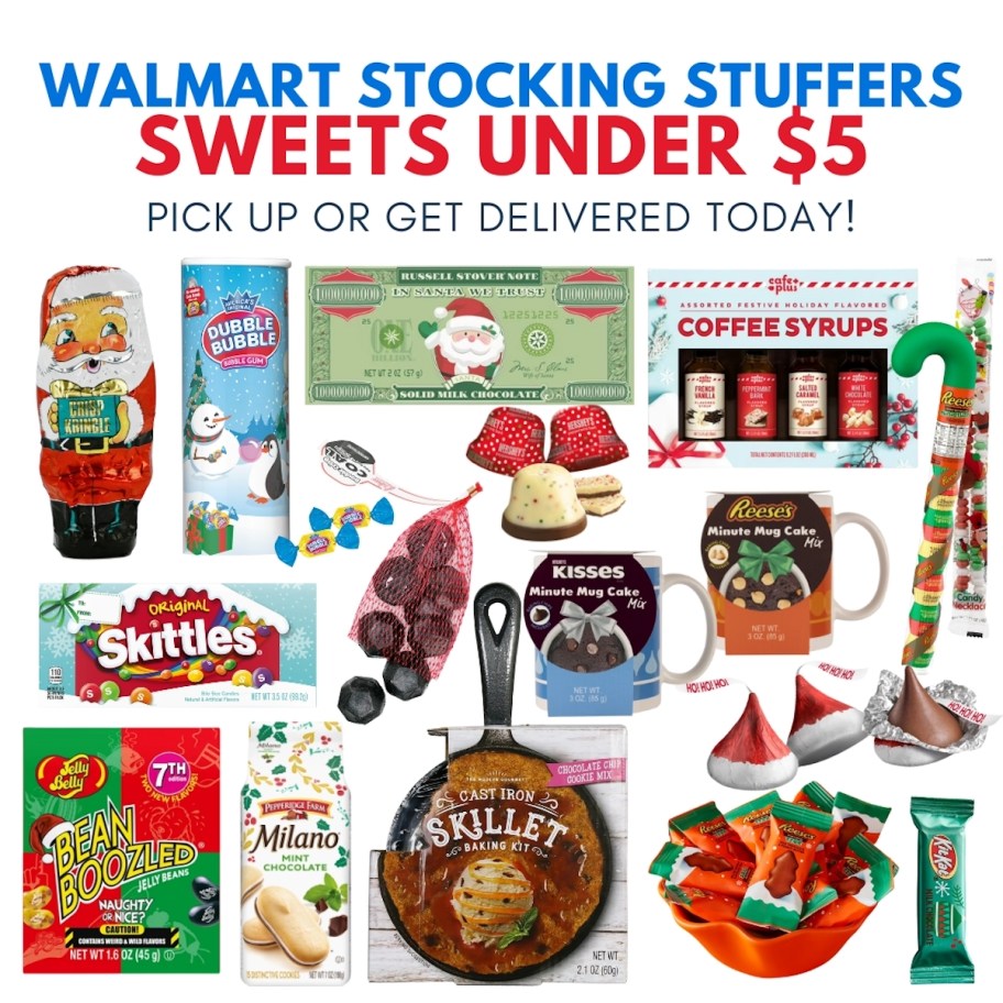 Walmart stocking stuffers suites under five dollars collage 