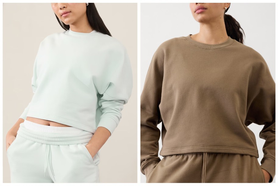 Athleta Easy Fleece Dolman Crop Sweatshirt