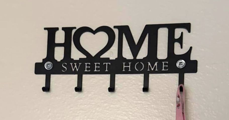 home sweet home entrway key holder on wall