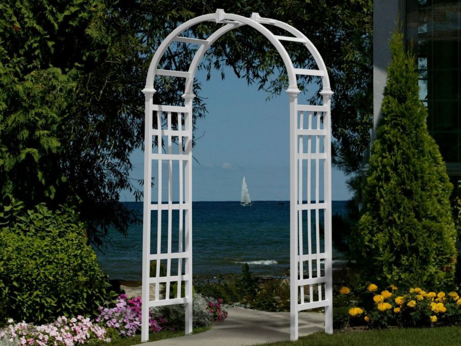 Vita Classic 3.25" x 6.75" Arched White PVC Garden Arbor&nbsp;