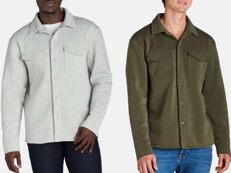 stock images of two men wearing Lazer Men&rsquo;s Fleece Shackets