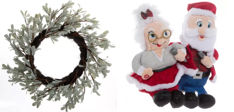 wreath and santa plush 