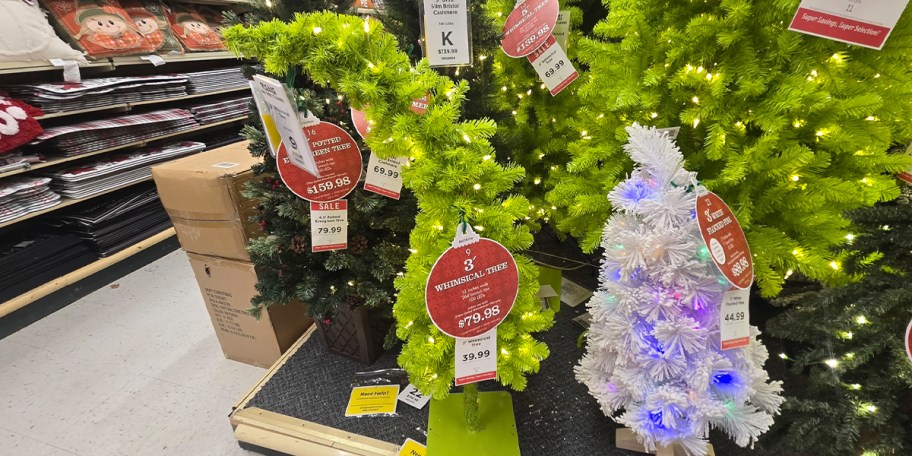 green and white christmas trees