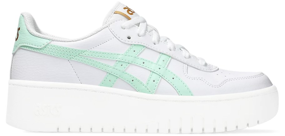 light grey and mint green platform sneaker