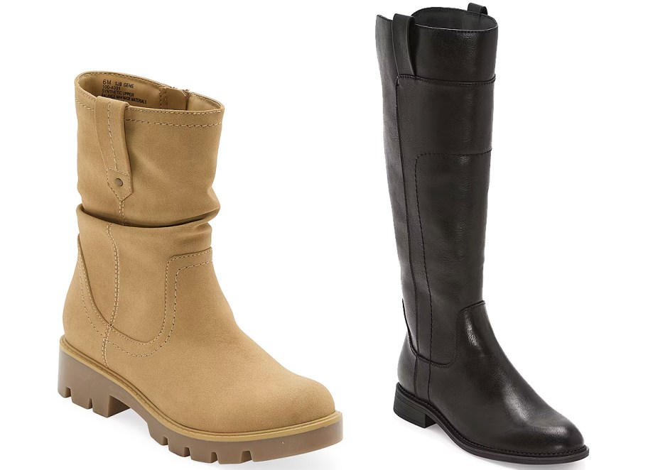 tan and black boots