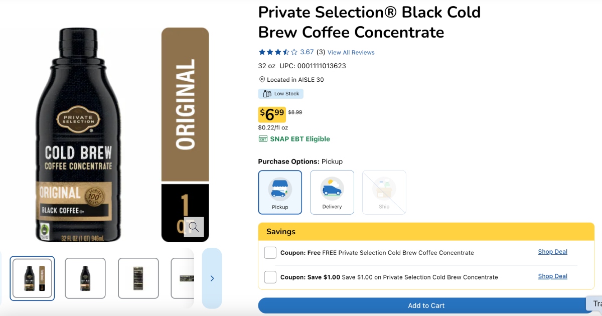 Free cold brew coupon from Kroger