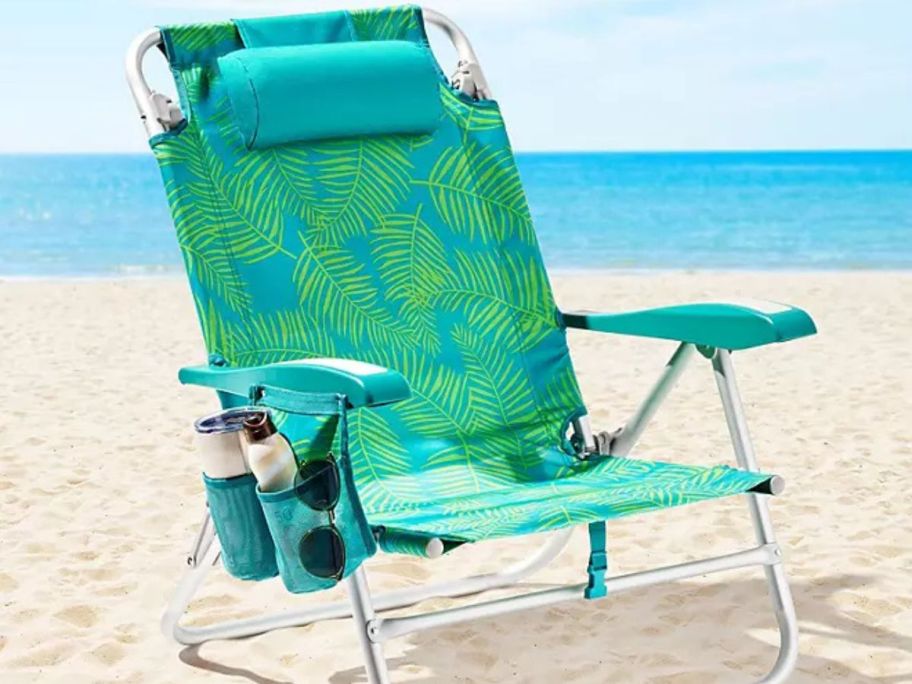 A member's Mark Beach chair on the beach in the sand