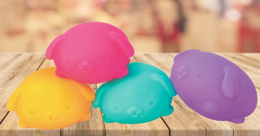 colorful dog shaped squish toys