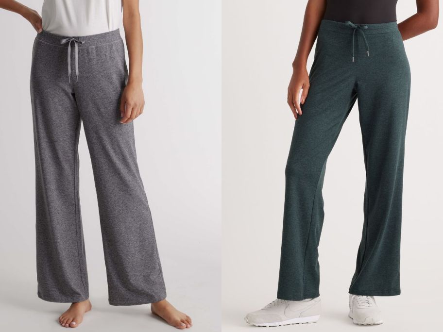 Stock images of two women wearing Quince Flowknit Women's Wide Leg Pants