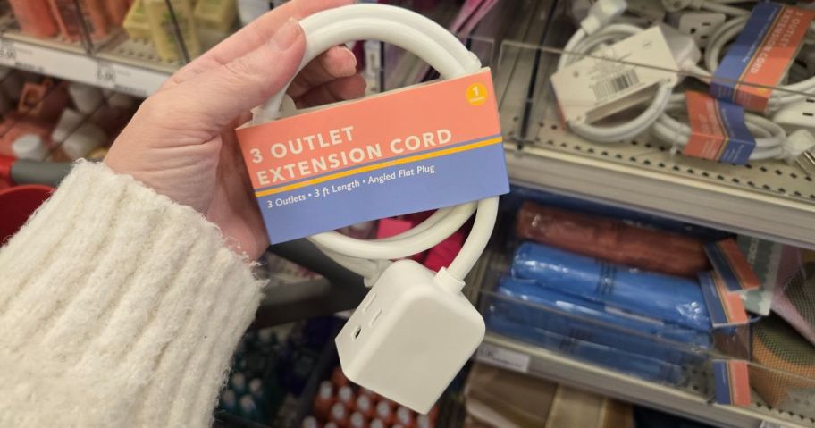 Merkury Innovations 3' Charger Extension Cord in hand in store