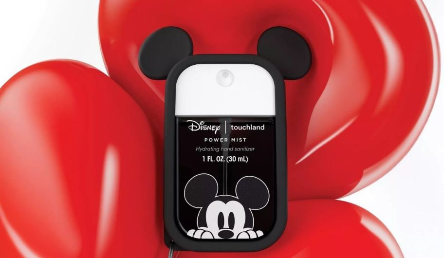 disney mickey mouse touchland sanitizer case on a red vinyl background