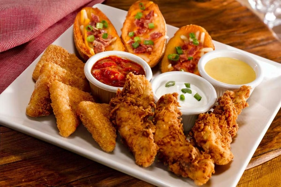 plate of appetizers and sauces