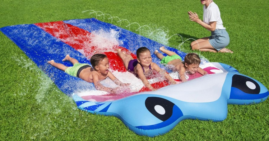 kids on shark waterslide