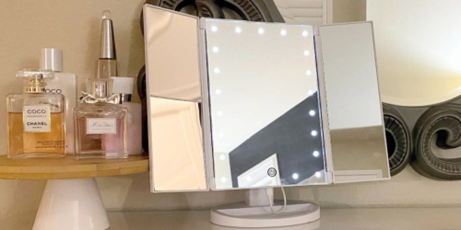 Tri-Fold Lighted Vanity Mirror Only $14.99 on Amazon (Regularly $30)