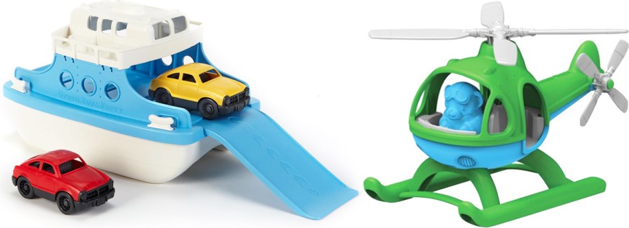Green Toys Ferry Boat and Helicopter 
