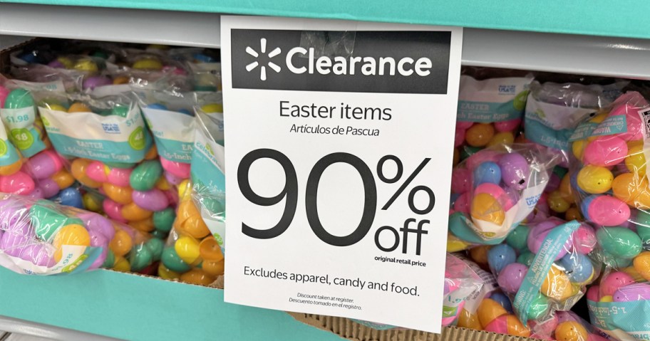 90% off easter clearance sign at Walmart
