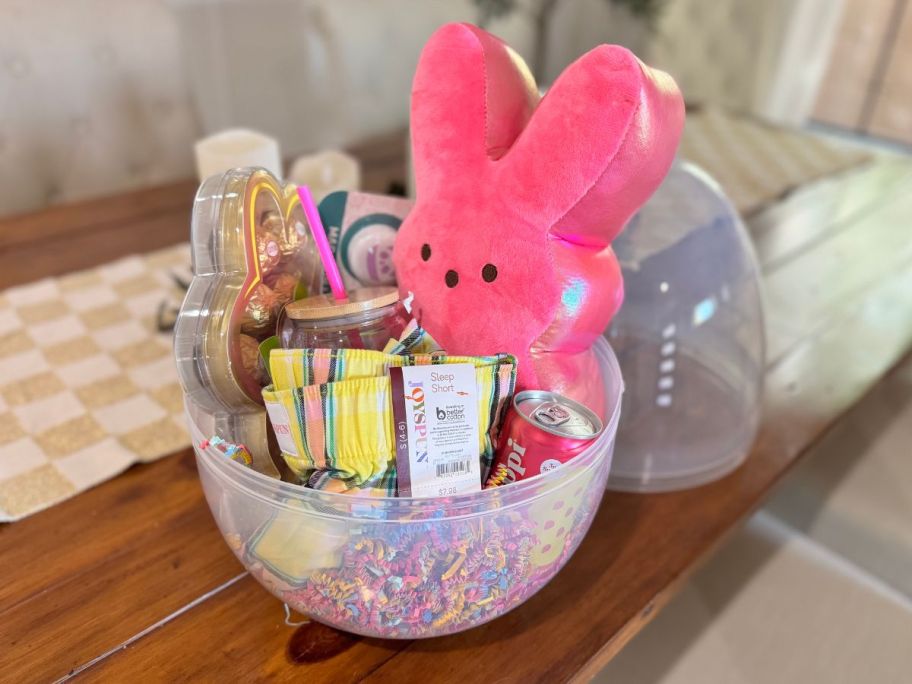 A Way to Celebrate Jumbo Easter Egg with a large Peeps Plush, Joyspun Boxer shorts, candy and more