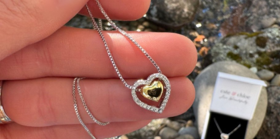 Swarovski Crystal Halo Heart Necklace + Gift Box Just $14.99