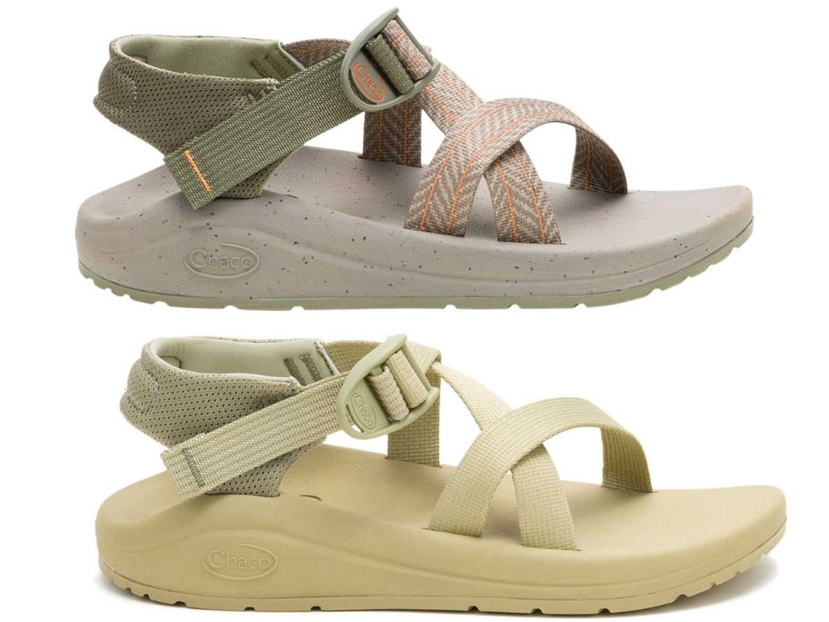 stock image of two chaco sandals stacked one on top of each other 
