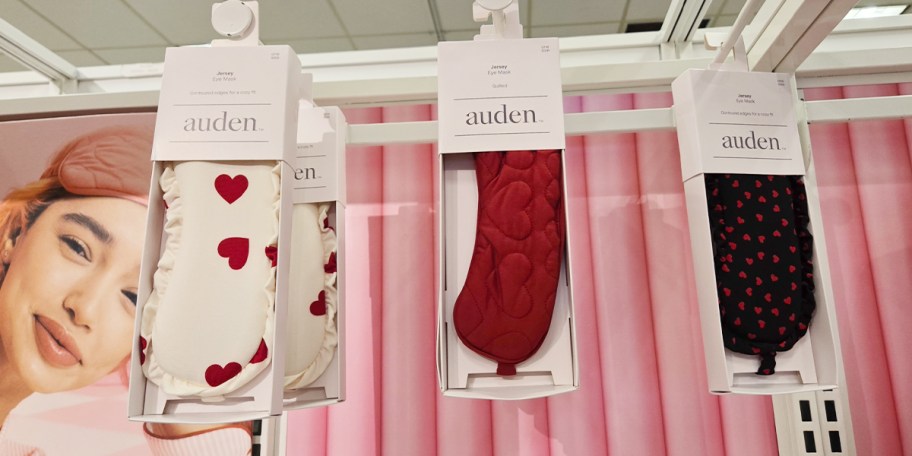 three eye masks hanging in store 