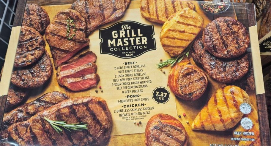 ALDI grill master collecton box inside of the store freezer