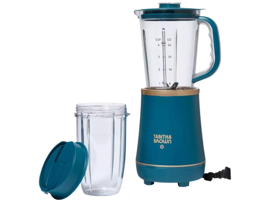 a blue personal blender