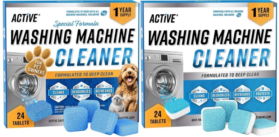 two packs of washing machine cleaner tabs