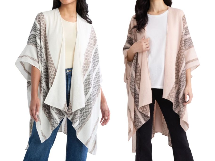 two women wearing crochet dusters