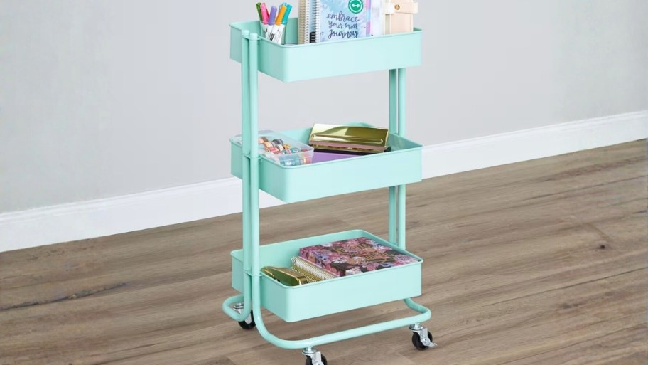 mint 3 tiered rolling cart