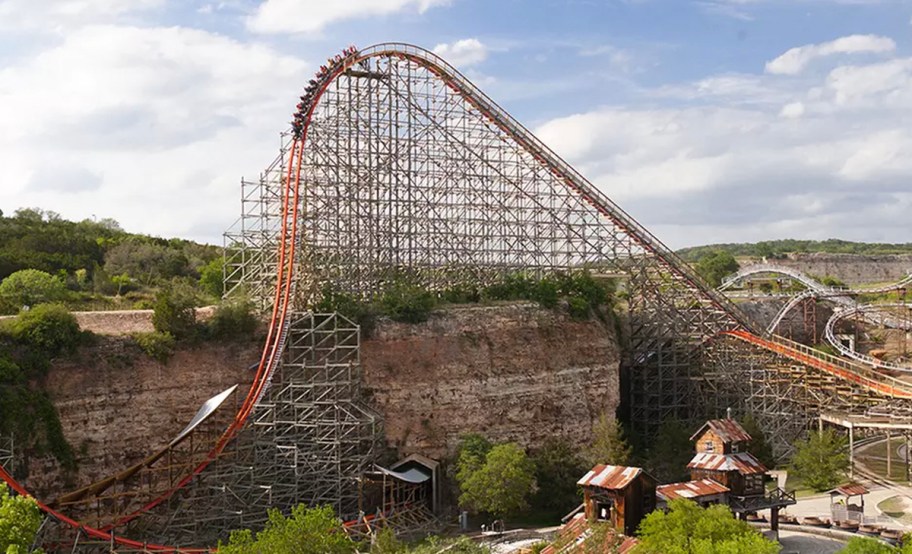 large roller coaster in mountains