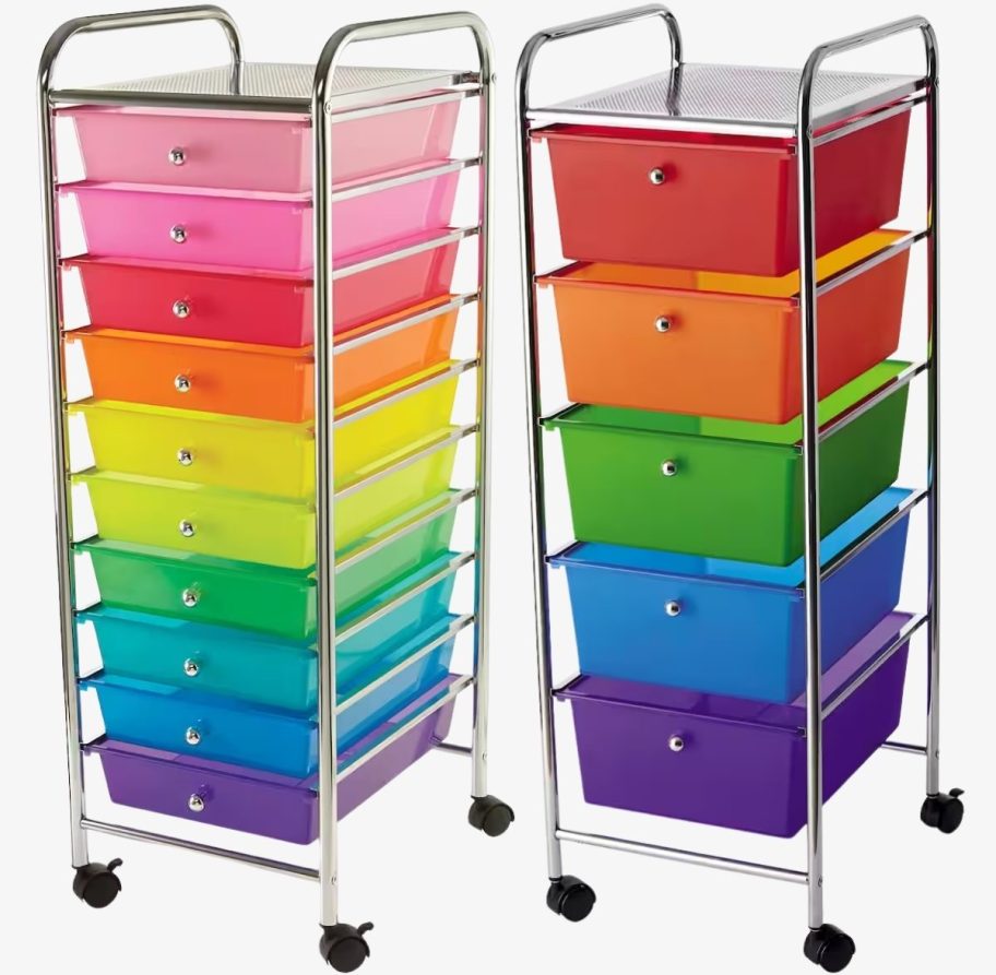 5 drawer and 10 drawer rolling storage carts