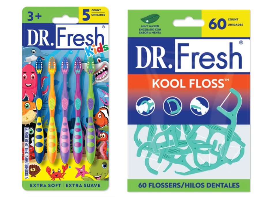 five pack toothbrushes and flossers
