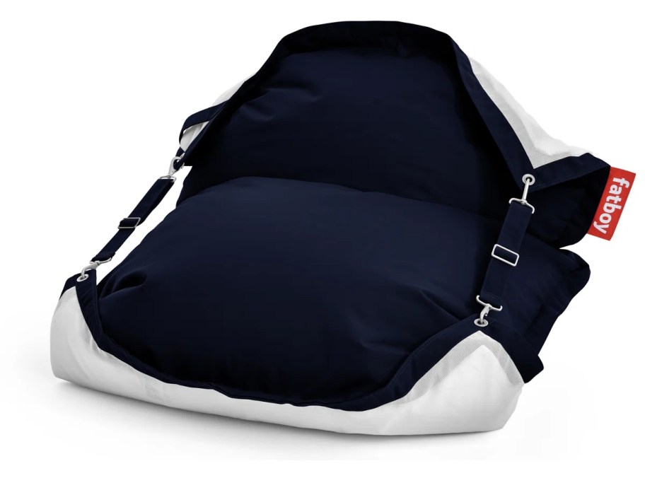 Stock photo of navy and white bean bag chair 