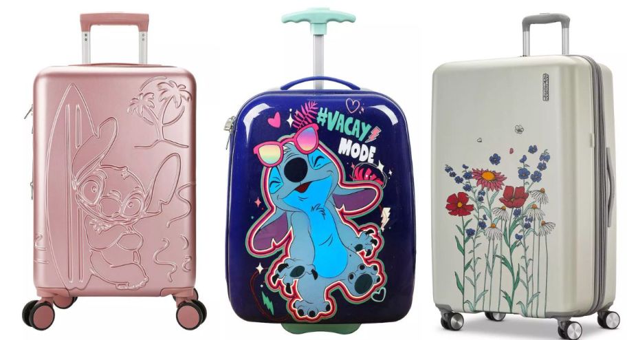 Three kohls luggages in different designs 