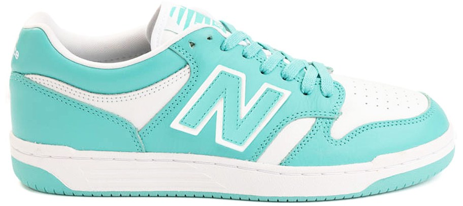 teal and white new balance sneaker