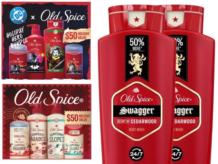 2 Old Spice gift boxes and 2 bottles of body wash