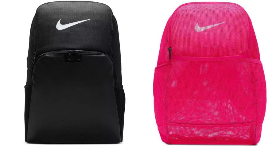 a black and pink nike backpack