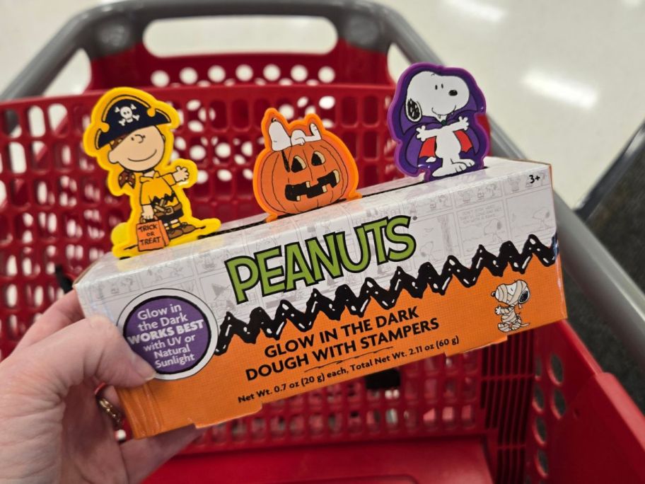 peanuts Glow-In-The-Dark Dough w/ Stampers box in hand in store