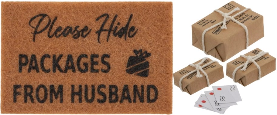 a mini doormat and mini packages