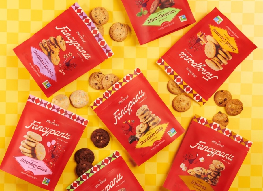 assorted flavored bags of cookies