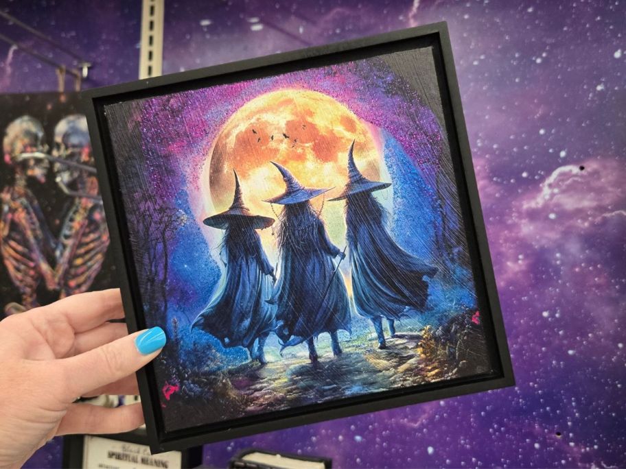 Three Witches & Moon Wall Decor in hand in store