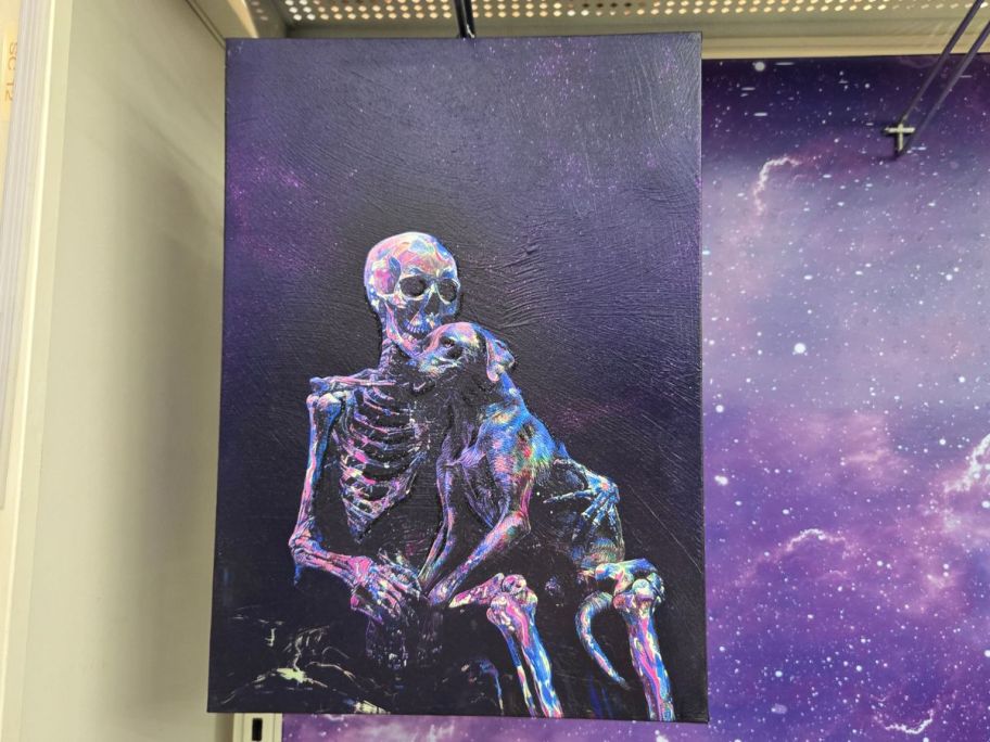 Skeleton with Dog Canvas Wall Art in store