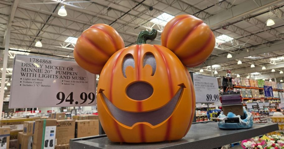 Disney Mickey Jack-O-Lantern Pumpkin on shelf in store