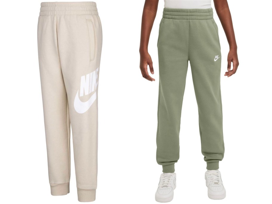 beige and green joggers 
