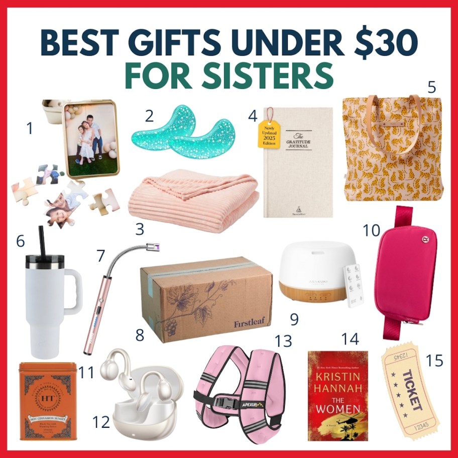 best gifts under $30 for sisters collage gift guide