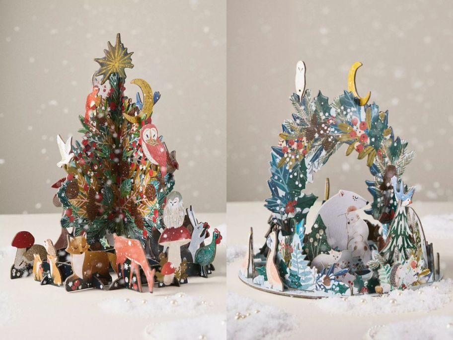 two wooden trees with beautiful woodland scenery all around