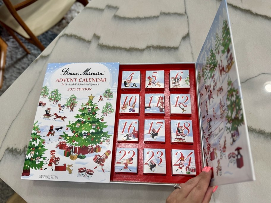 2025 bonne maman advent calendar on kitchen countertop